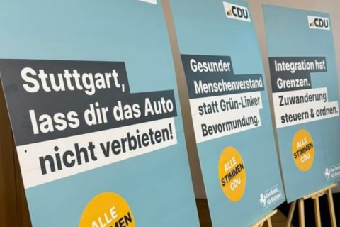 Kommunalwahl Stuttgart - Diskussion über die Wahl Slogen der CDU
